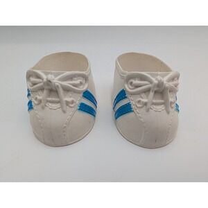 CPK Doll Shoes White Blue Striped Vinyl Sneaker Shoes Cabbage Patch Kids MTC